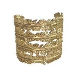 Boho Gold Feather Cuff Bracelet